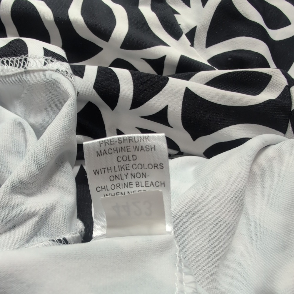 Lulu-B Black White Geometric Link Mini Dress 3/4 Sleeve Large - Picture 6 of 9